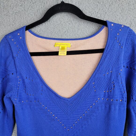 Catherine Malandrino Sweater Dress Womens M Blue Pink Lining Mobwife Bodycon - Picture 5 of 10
